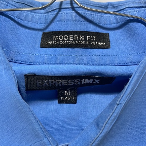 Express 1MX Modern men's button down dress shirt medium blue Size M - Picture 2 of 5